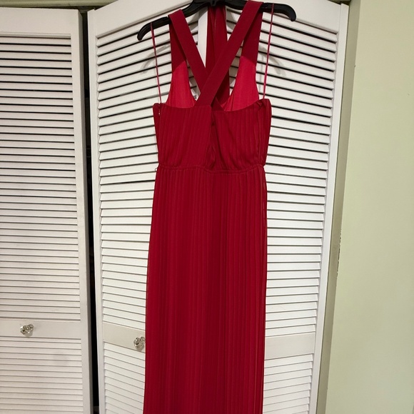 Long Red Pleaded Dress - Picture 1 of 7